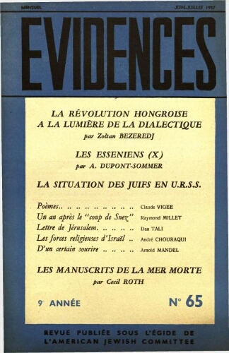 Evidences. N° 65 (Juin/Juillet 1957)